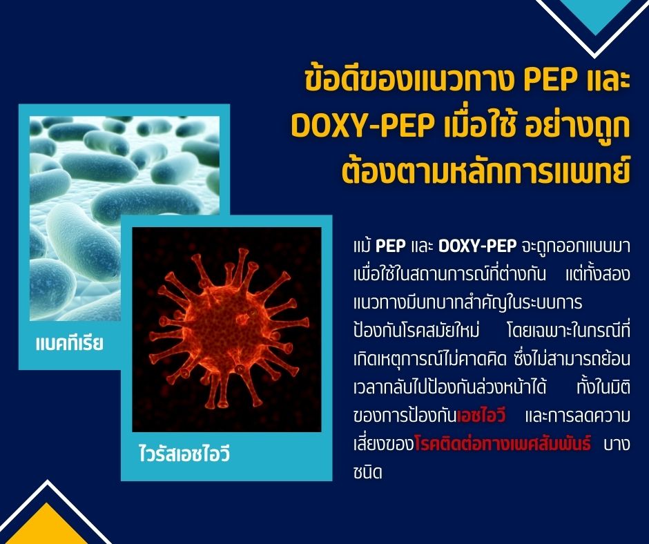 ข้อดีของแนวทาง PEP และ Doxy-PEP เมื่อใช้ อย่างถูกต้องตามหลักการแพทย์